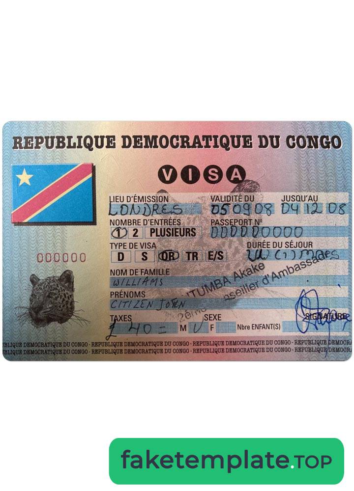 Feature of fake CONGO visa example